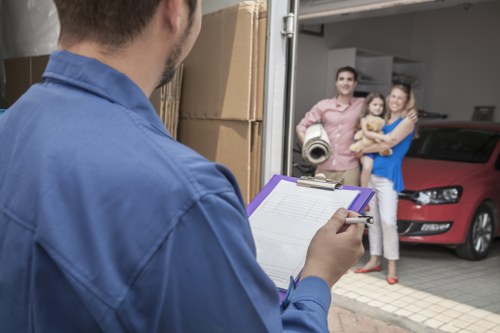 Local moving truck ready for household furniture transport in Enfield