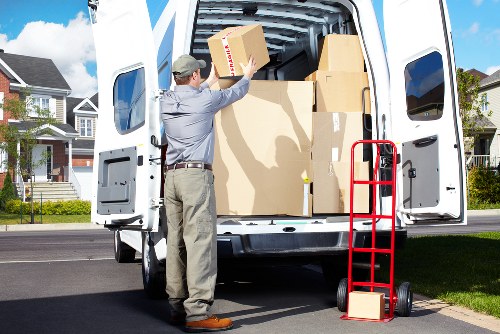 Prepared furniture items awaiting pickup from an Enfield home