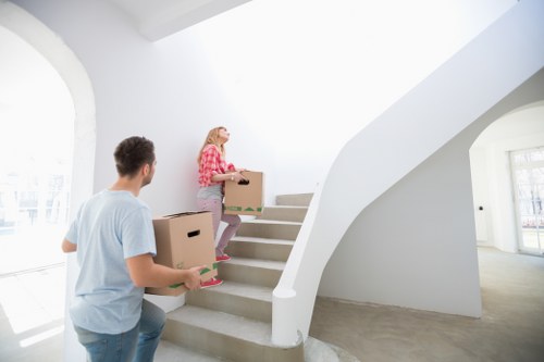 Packed moving boxes prepared for a man and van removal in Enfield