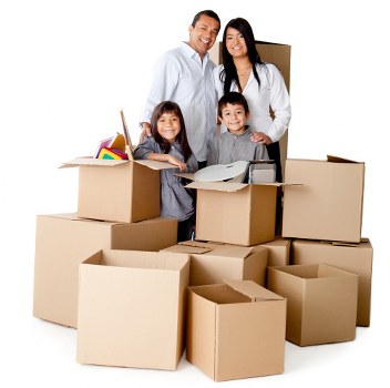 Packed furniture and boxes ready for a local home removal